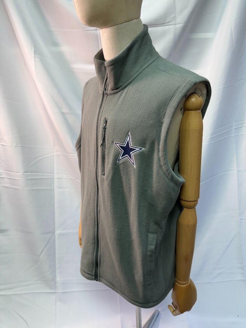 NFL Dallas Cowboys Darius Rucker Fleece Vest Gray Full Zip Men's XL